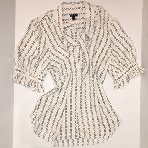Ann Taylor Short Sleeve Patterned Blouse | Size M
